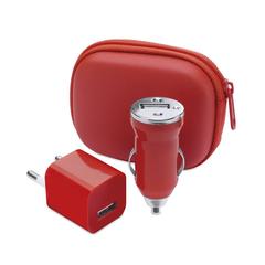 Vue Set Chargeurs USB Canox de couleur rouge| Krokrodeal