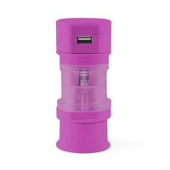 Vue Adaptateur Prises Tribox de couleur rose| Krokrodeal