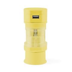 Vue Adaptateur Prises Tribox de couleur jaune| Krokrodeal