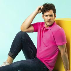 Vue Polo Adulte Couleur "keya" MPS180 de couleur bleu| Krokrodeal