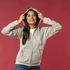 Vue Sweat-Shirt à Capuche + Crémaillère Adulte "keya" SWZ280 de couleur bleu| Krokrodeal